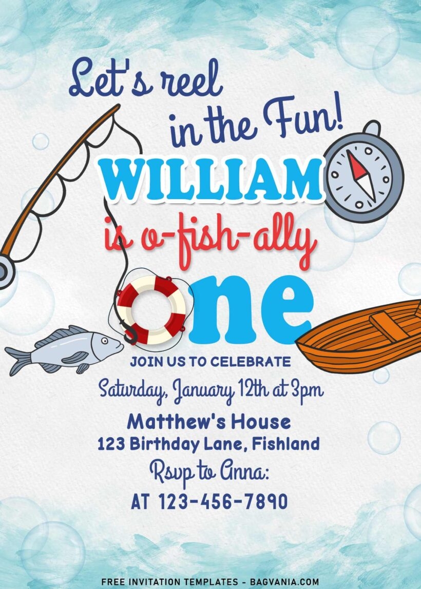 fishing birthday invitation templates