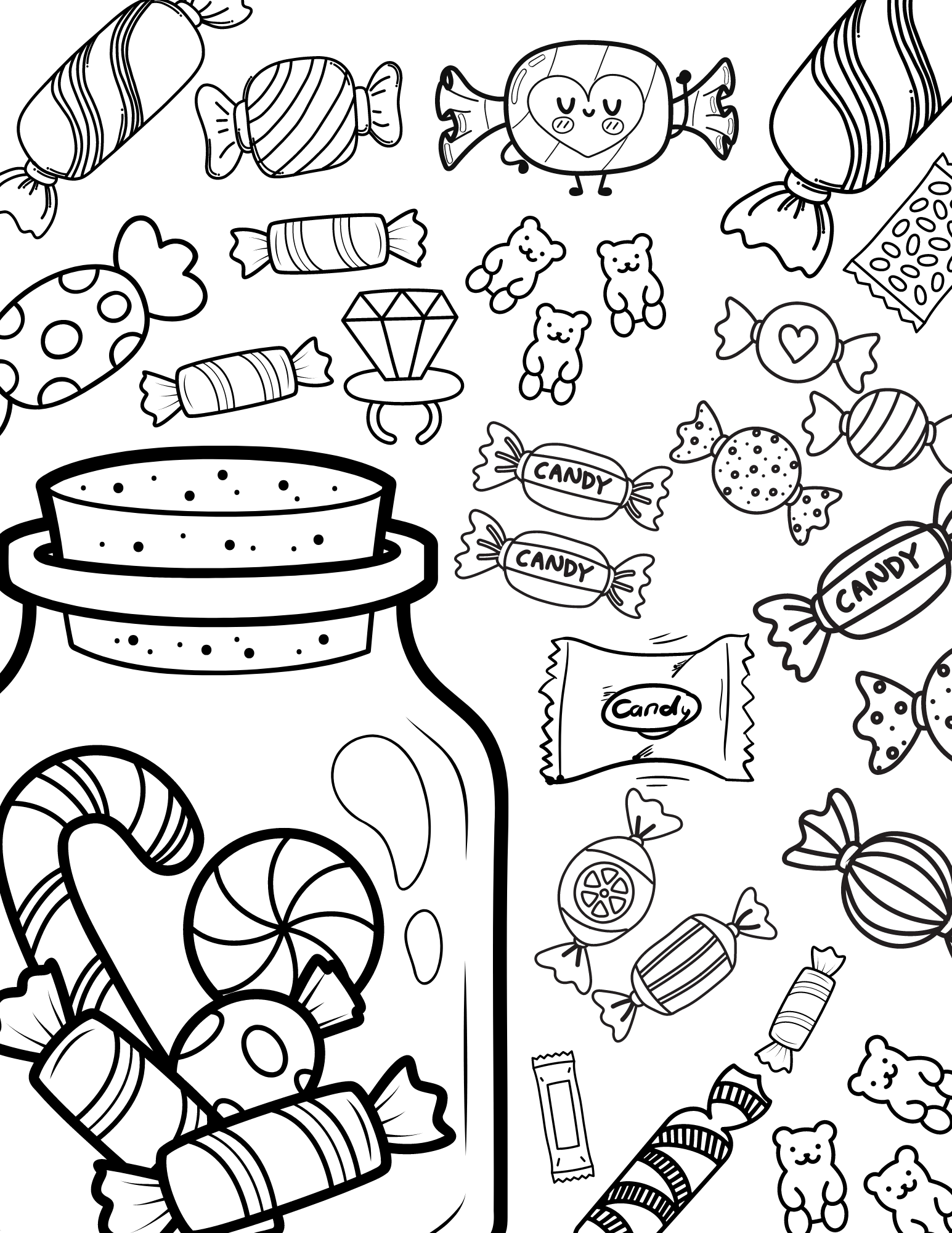 free printable candy coloring pages