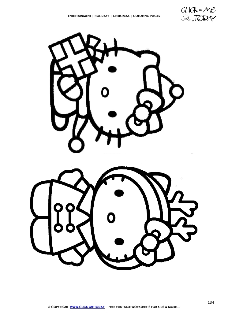 Christmas Hello Kitty Coloring Page