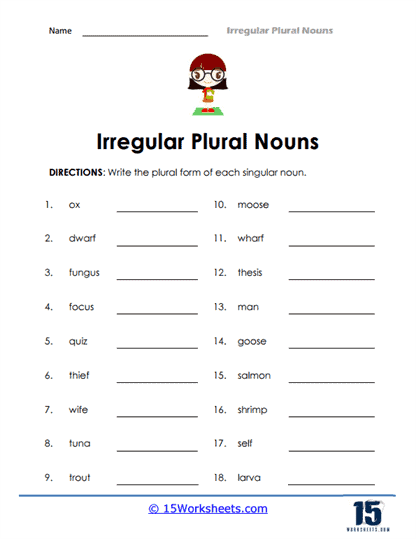 irregular nouns worksheet