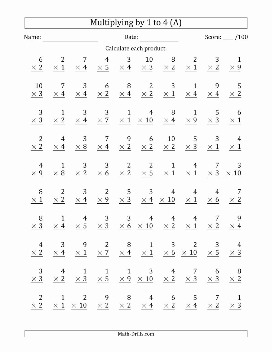 multiplication drill worksheets