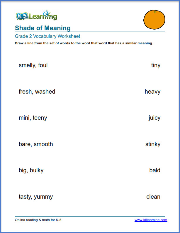 shades of meaning worksheets