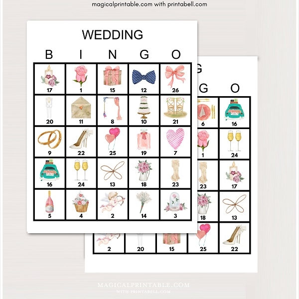 printable wedding bingo cards