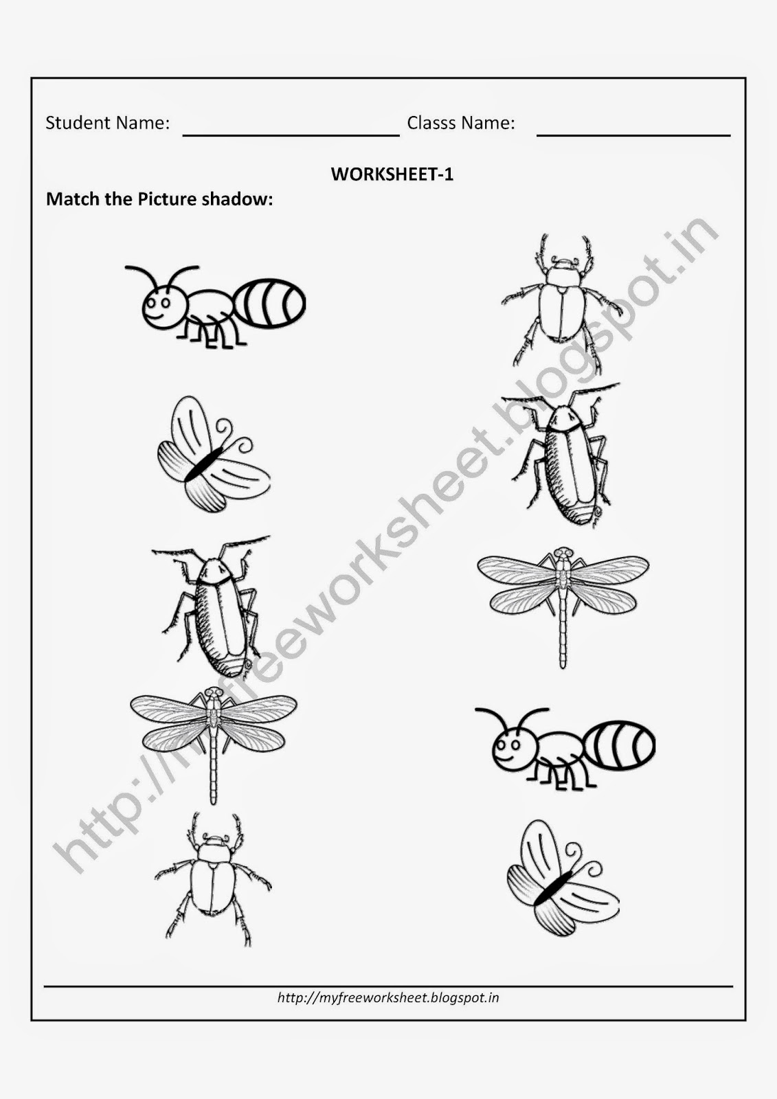 preschool worksheets insects