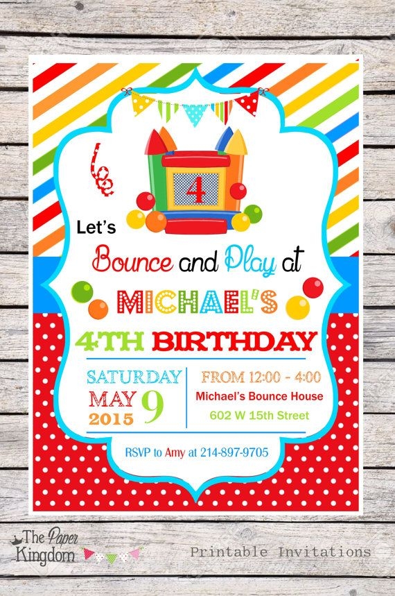free bounce house birthday invitation templates
