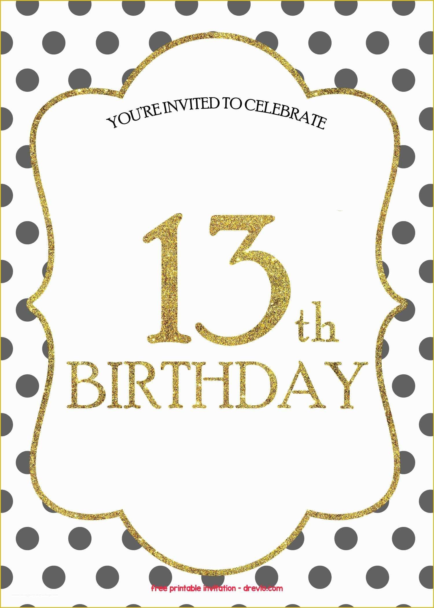13th Birthday Invitation Templates Free Of Free 13th Birthday 