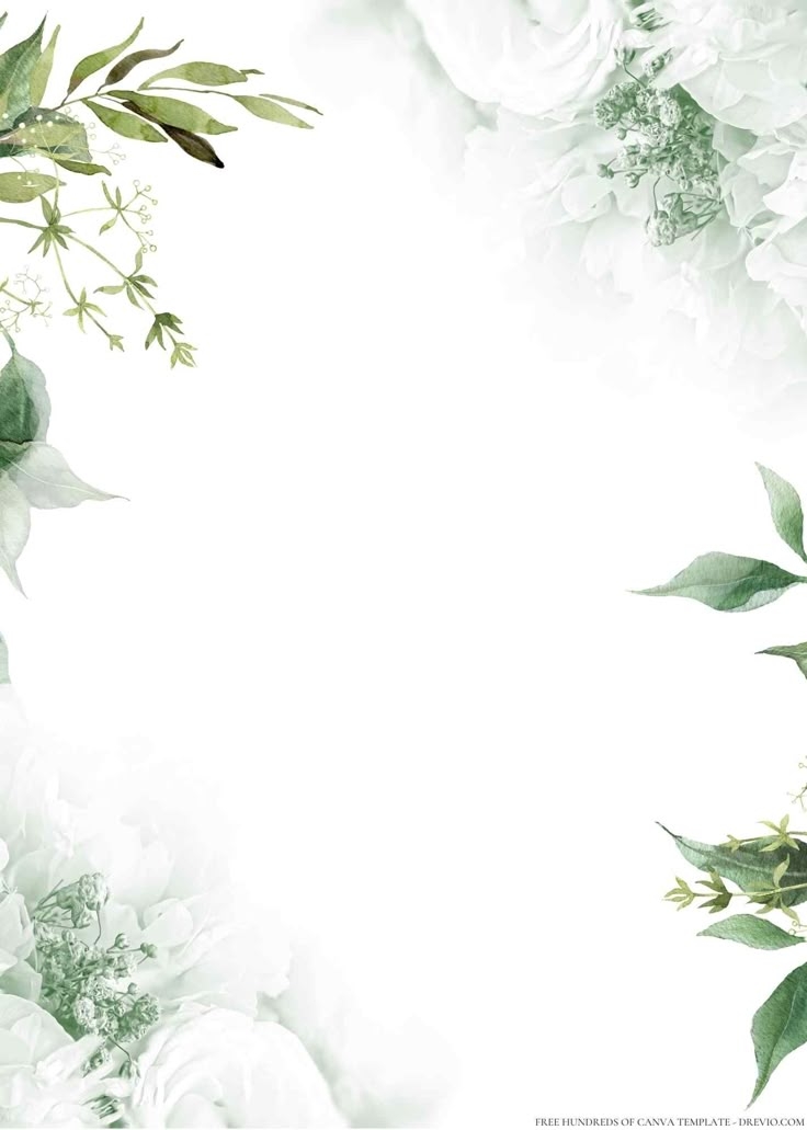 14 Minimalist Greenery Dark Green Leaves Canva Wedding Invitation 