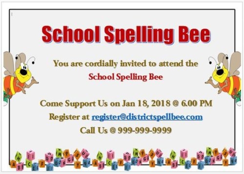 15 Colorful Spelling Bee Invitation Templates Free To Download 