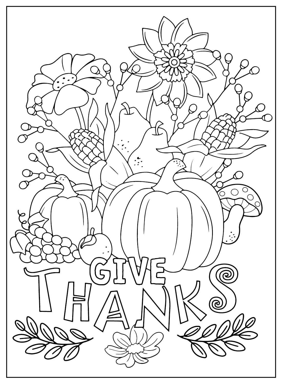 printable thanksgiving coloring cards