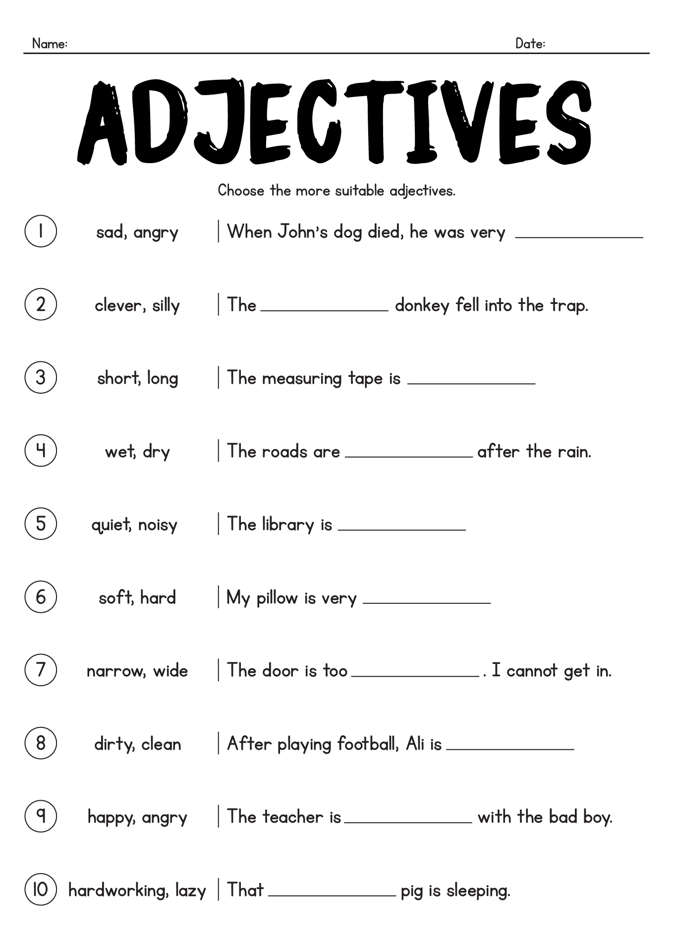 16 Printable Adjective Worksheets 4th Grade Worksheeto