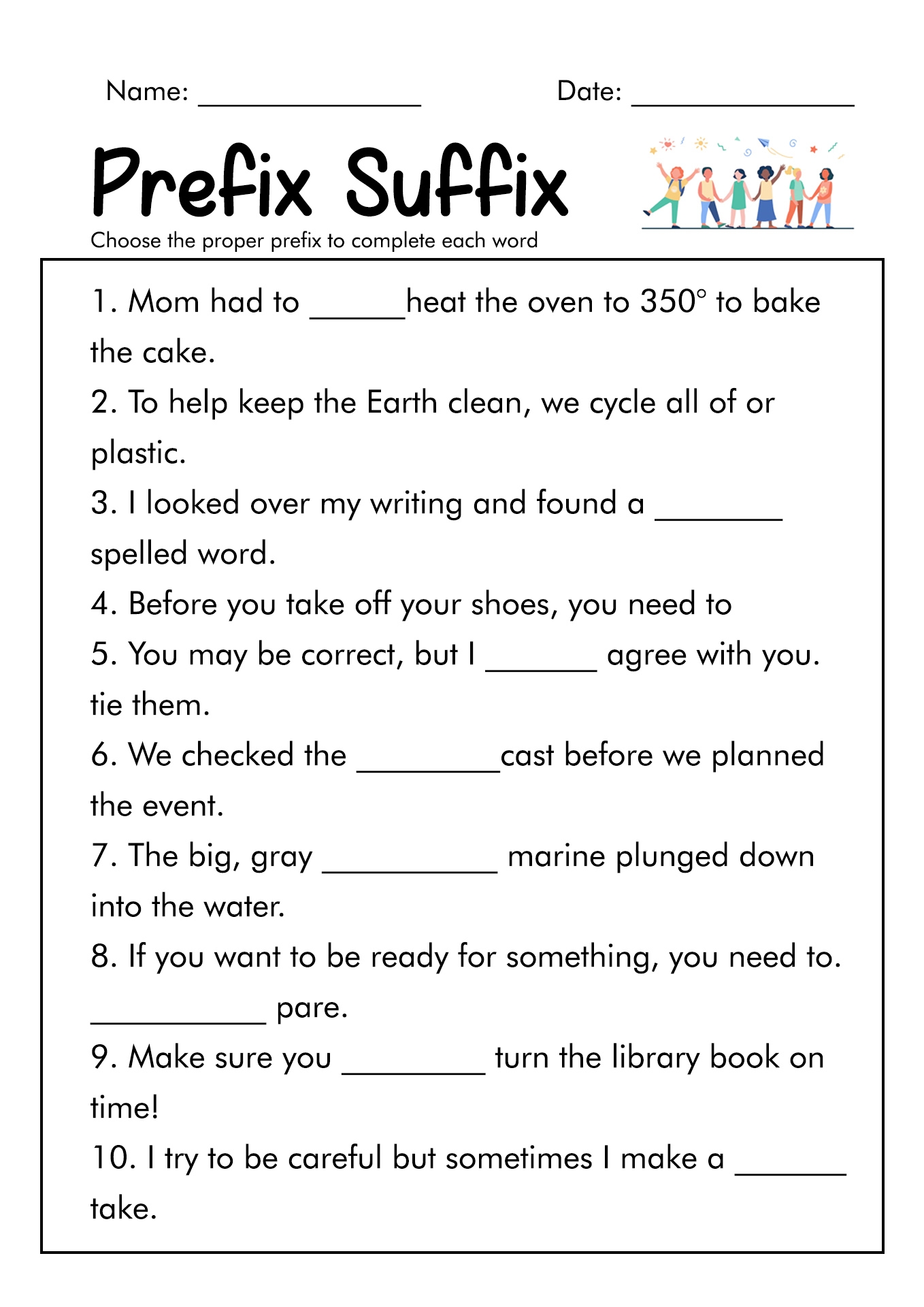 prefix and suffix worksheet