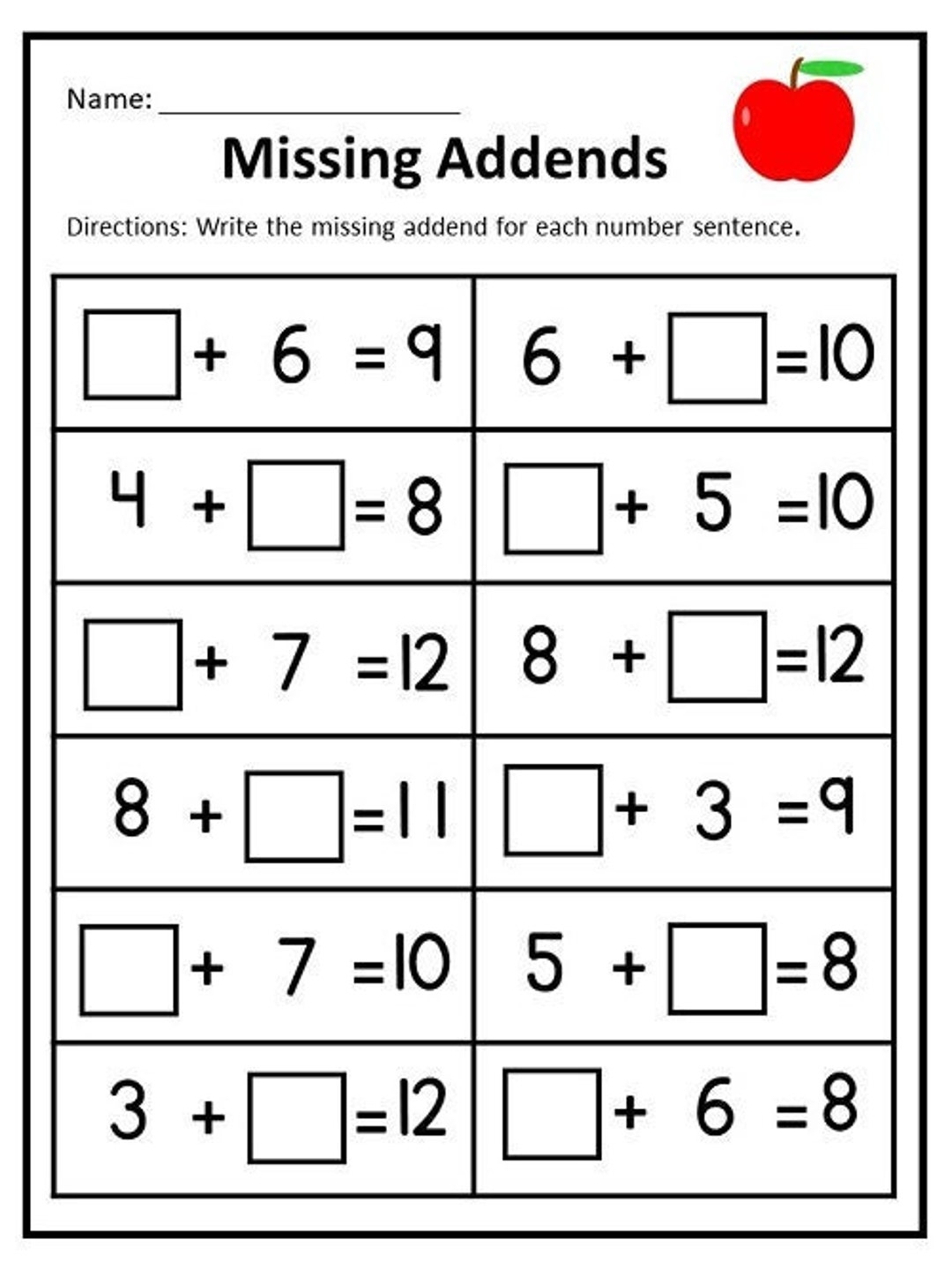 printable math worksheets 1st grade