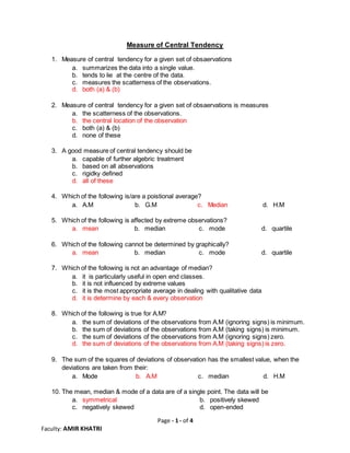 2 Measure Of Central Tendency PDF Worksheets Library