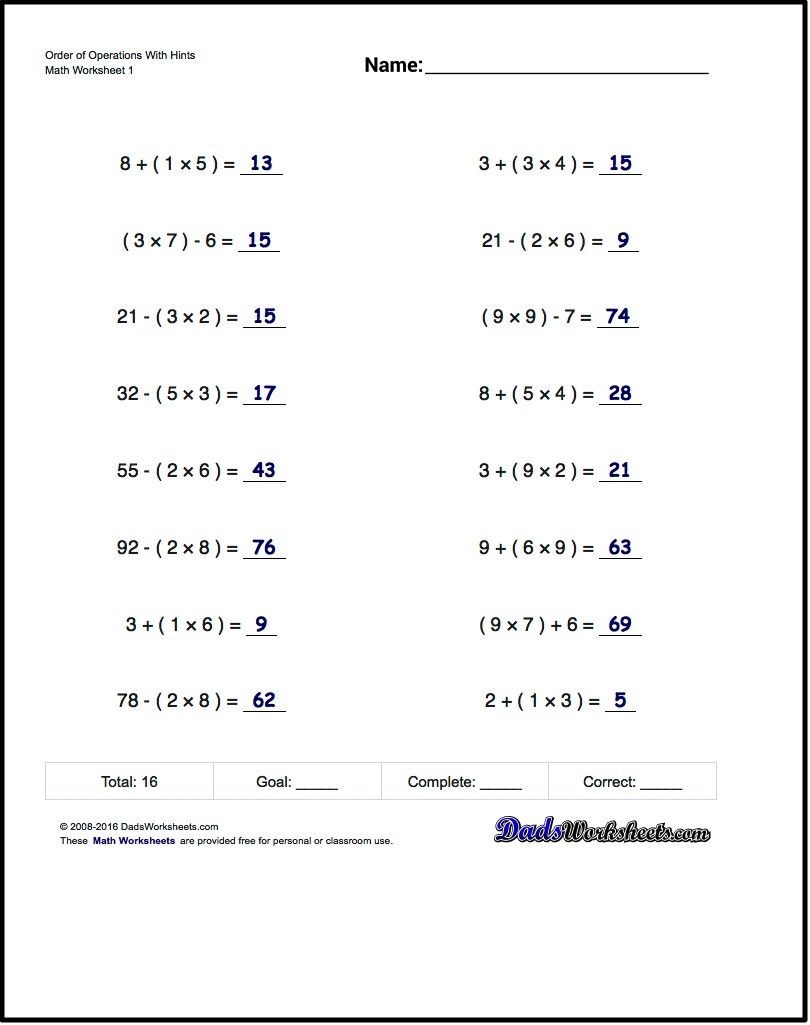 20 5th Grade Pemdas Worksheets Desalas Template