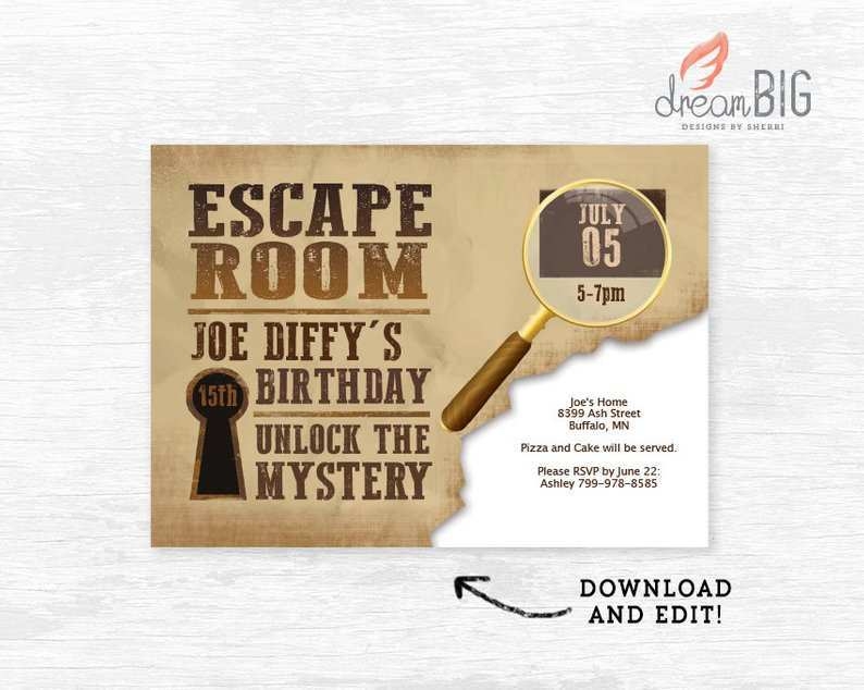 20 Creative Escape Room Birthday Invitation Template Free Formating For 