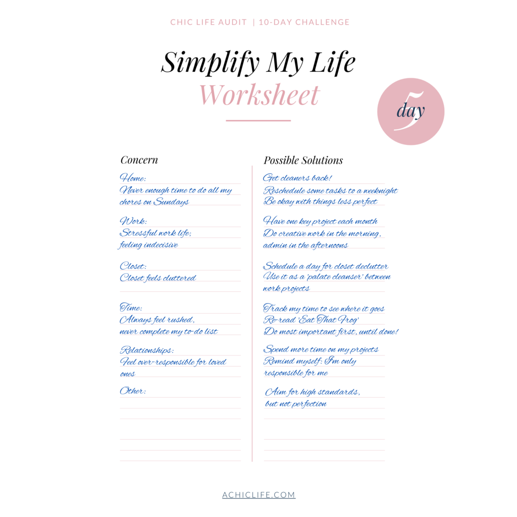 life audit worksheets