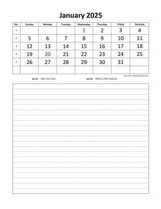 free printable 2025 monthly calendar template word