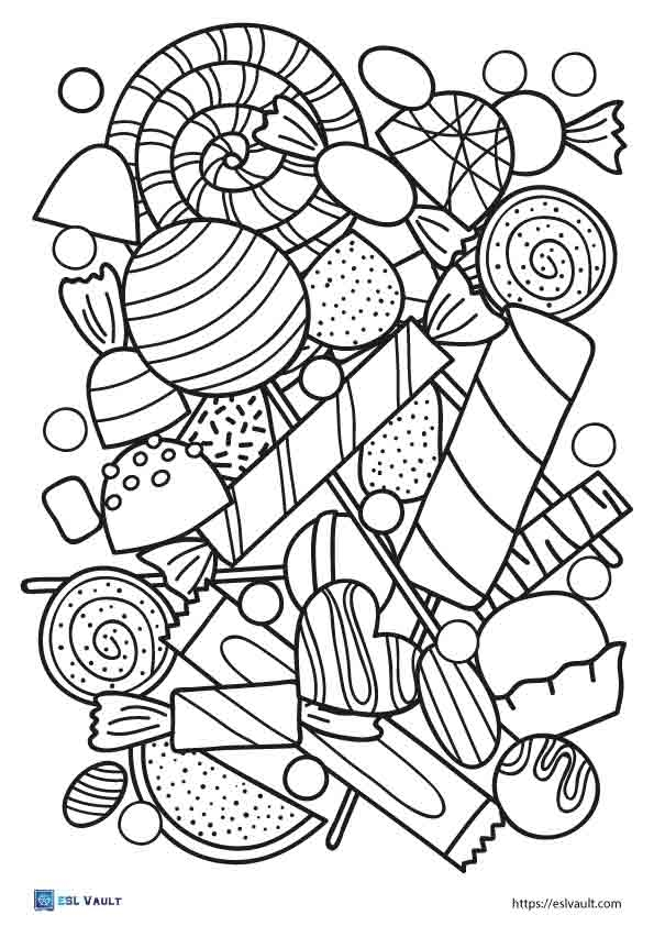 candy coloring pages free printables