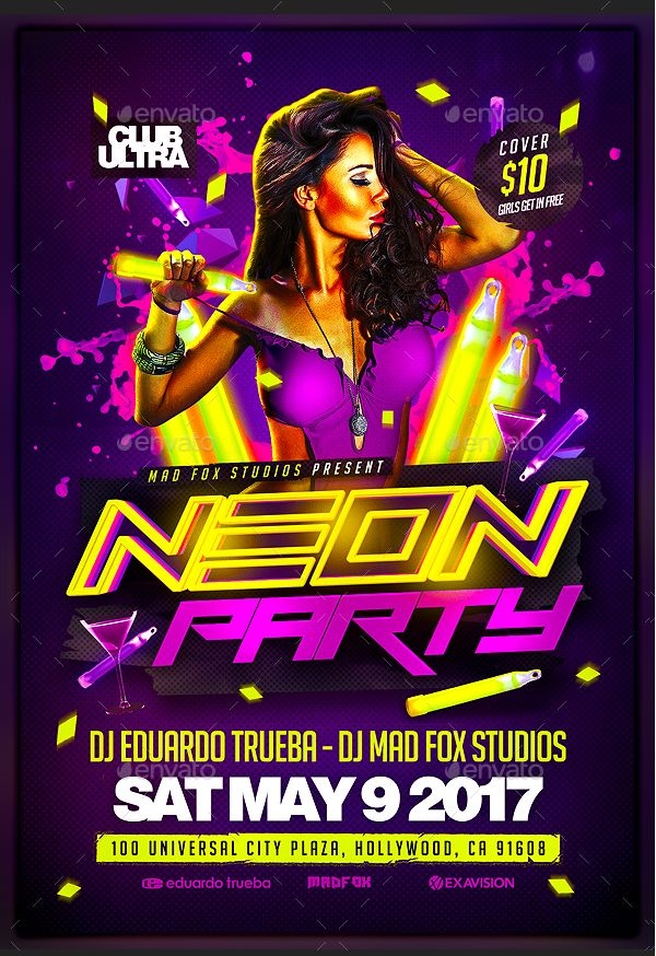 24 Neon Party Flyer Templates Free Neon Party Flyer Templates