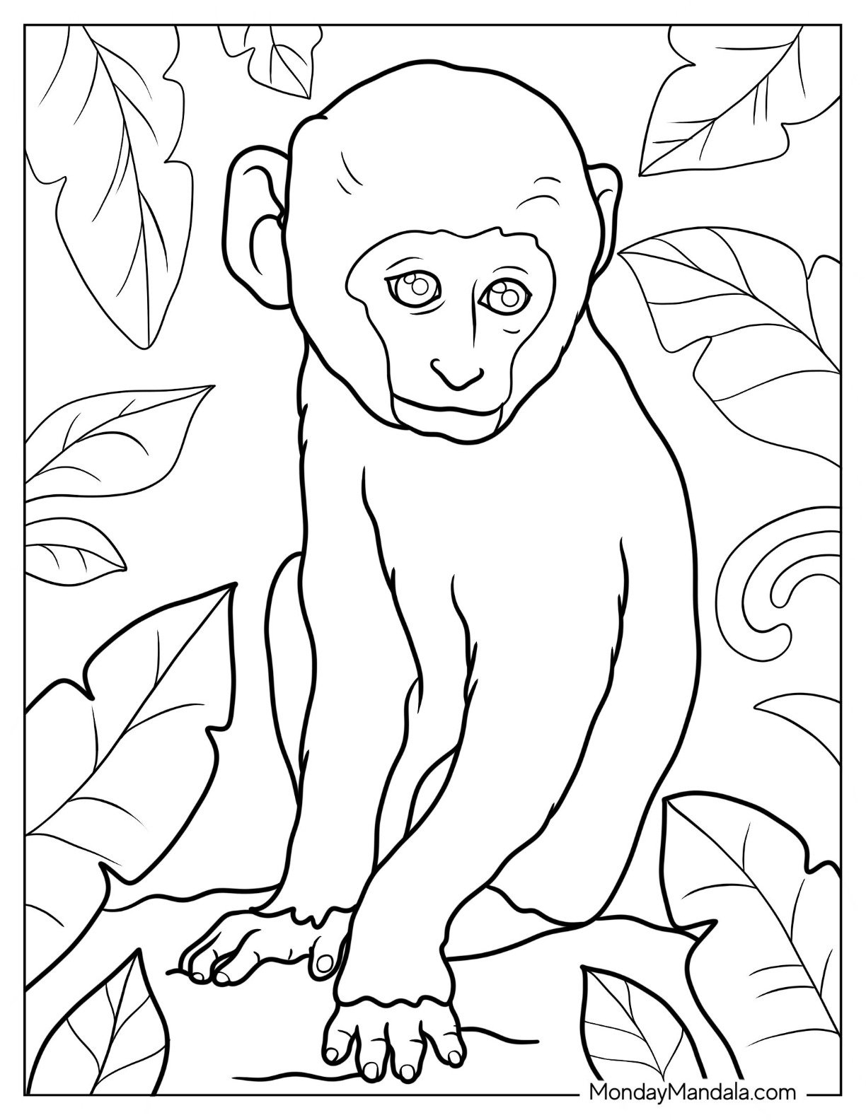 26 Monkey Coloring Pages Free PDF Printables 
