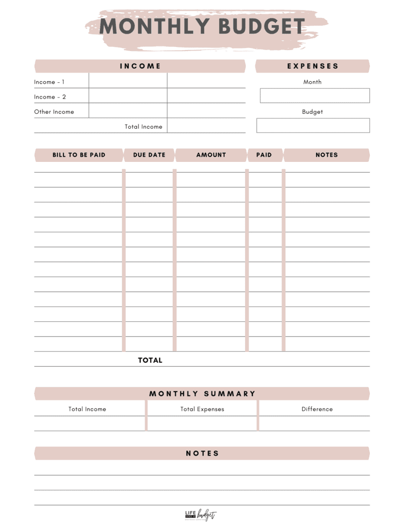 pdf budget worksheet