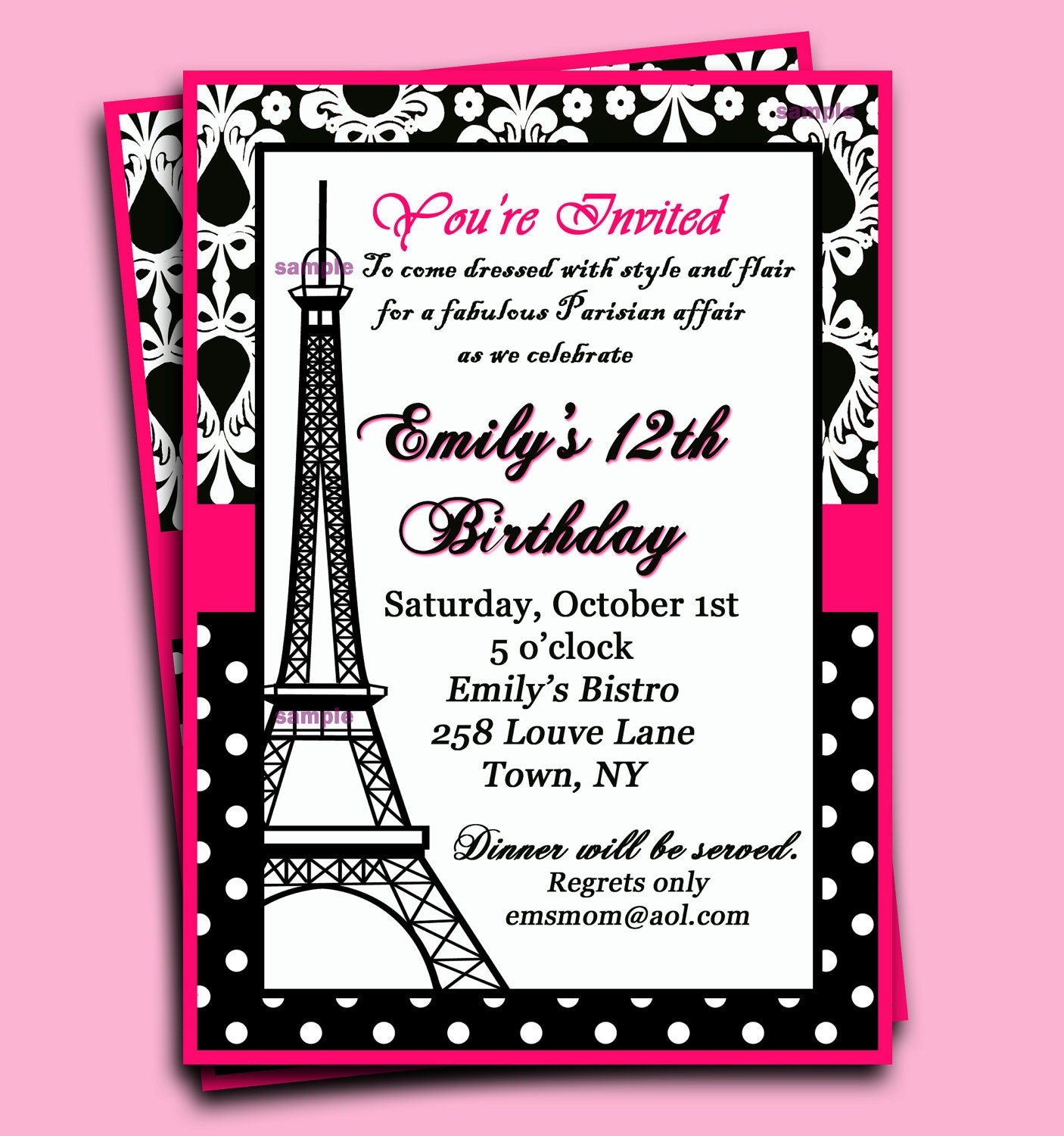 28 Paris Themed Birthday Invitations PNG Free Invitation Template