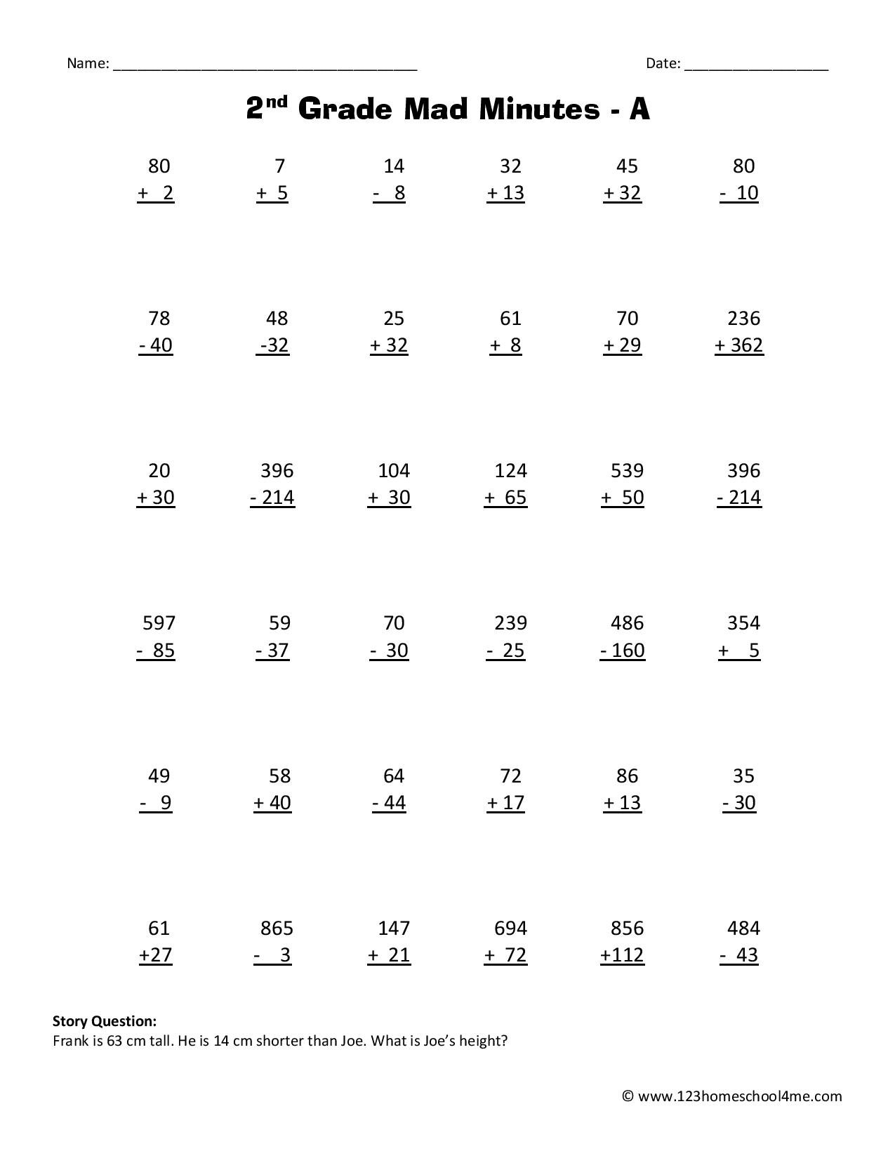2nd Grade Second Grade Math Worksheets 2nd Grade Math Worksheets