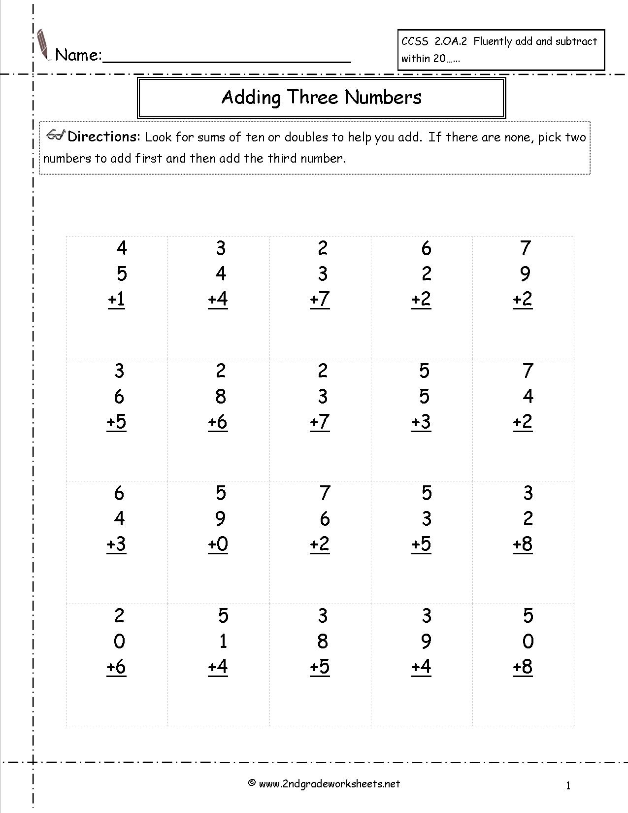 math worksheets for second graders