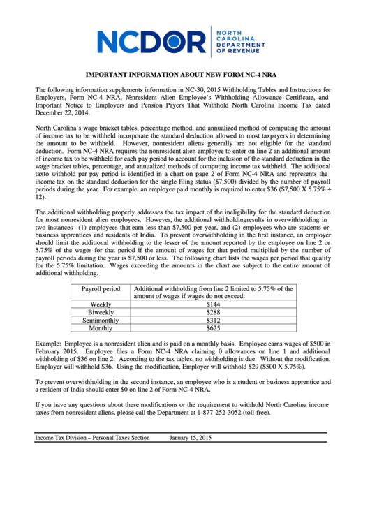 nc-4 allowance worksheet