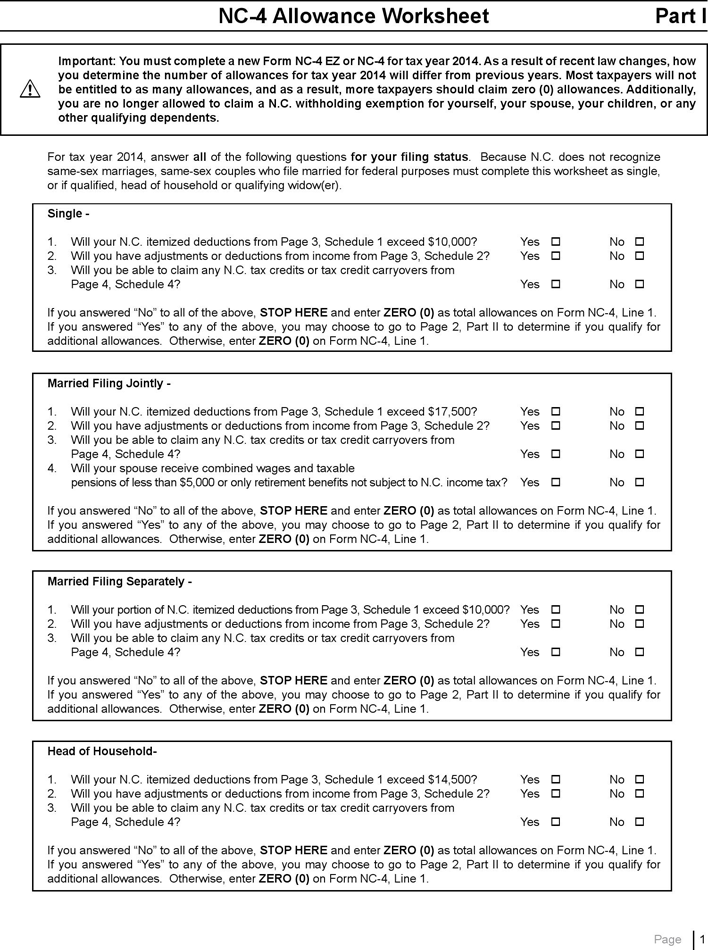 30 Nc 4 Allowance Worksheet Worksheets Decoomo