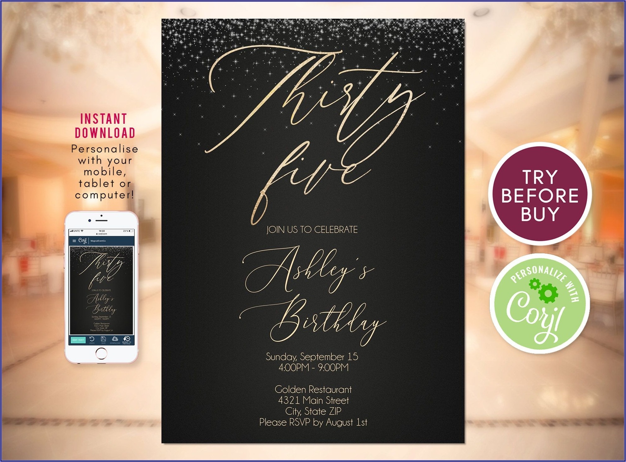 free 35th birthday invitation templates