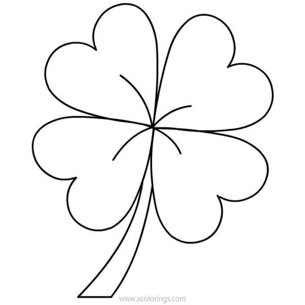 4 Leaf Clover Coloring Pages Lineart XColorings