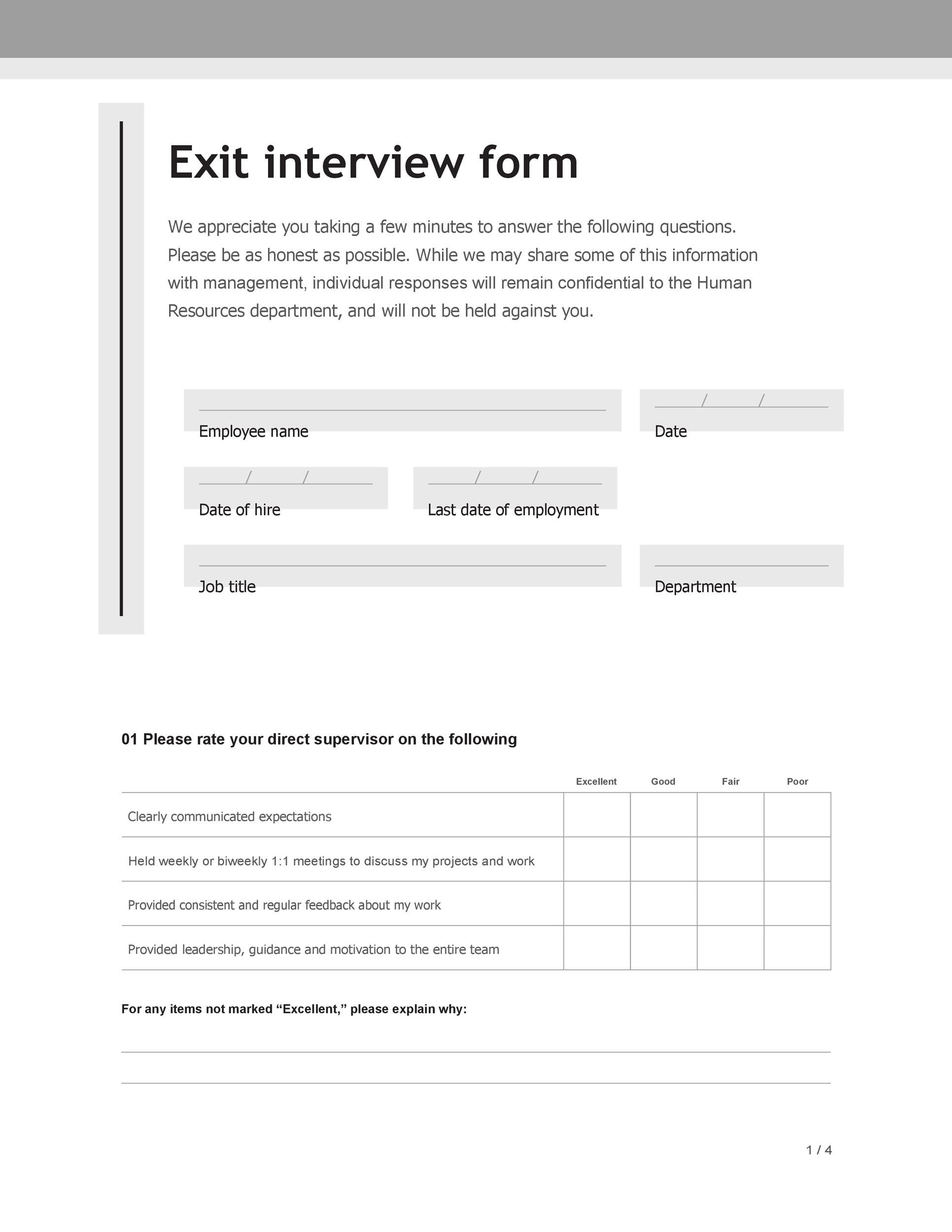 40 Best Exit Interview Templates Forms TemplateLab
