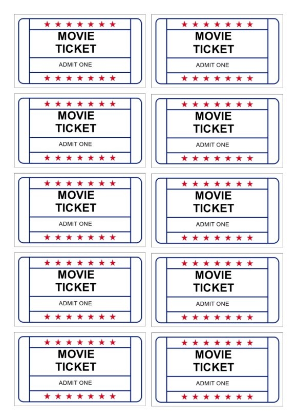 40 Printable Movie Ticket Templates Free Editable 