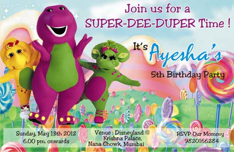 free barney birthday invitation templates