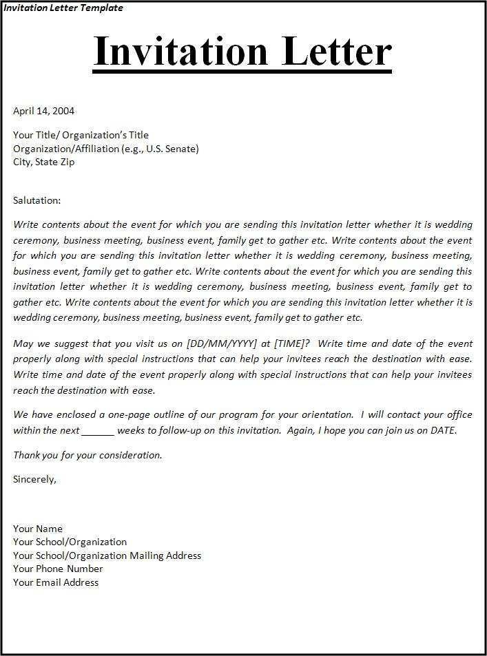 43 Adding Formal Invitation Letter Template Word Templates For Formal 