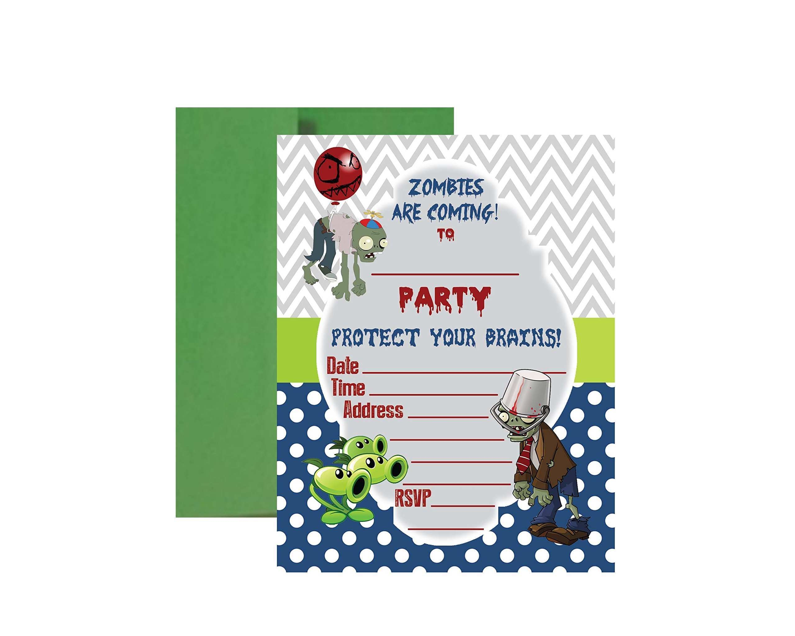 free plants vs zombies birthday invitation template