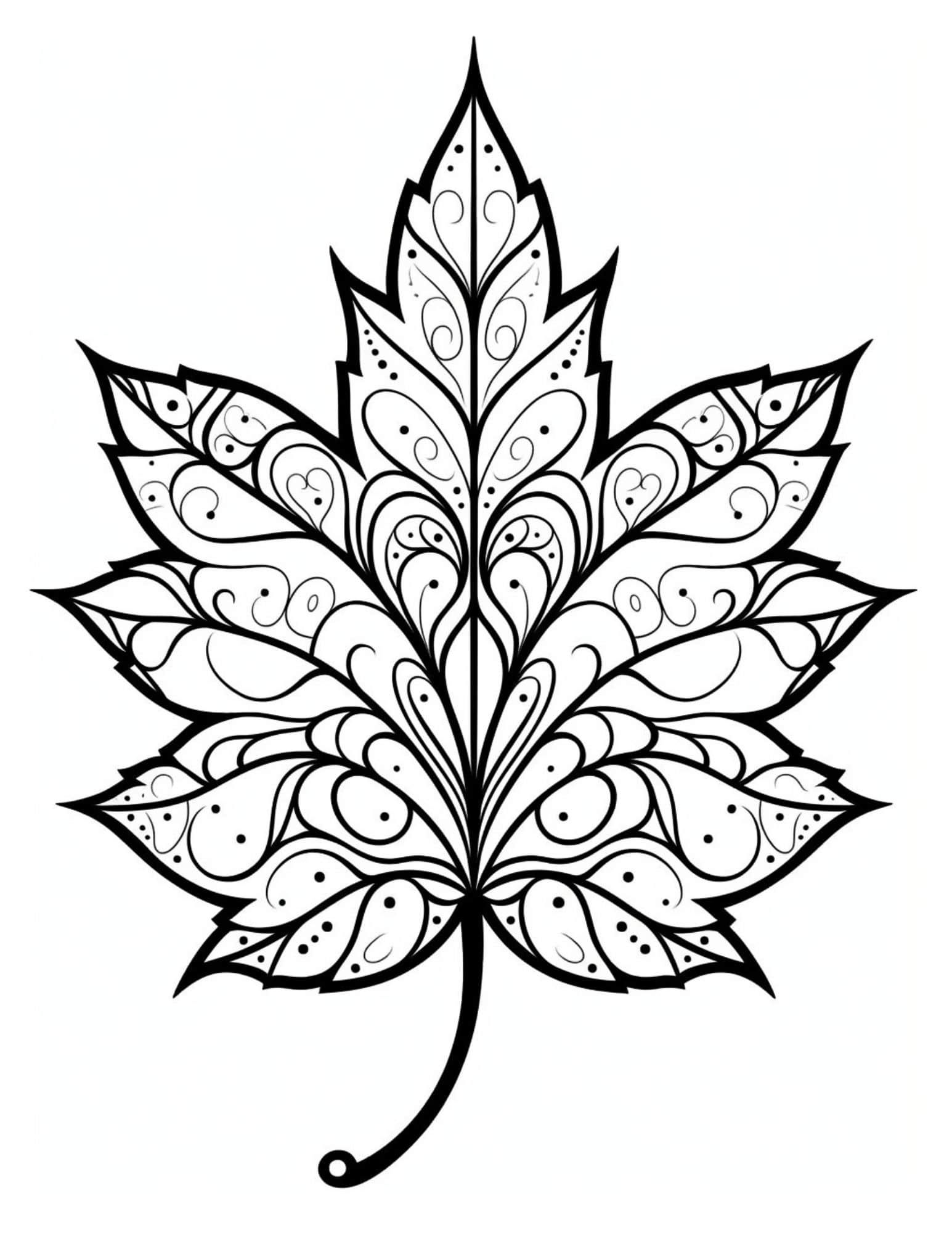 leaf coloring pages free