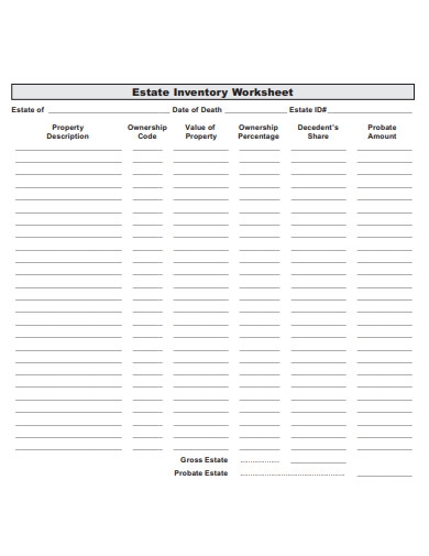 estate inventory worksheet