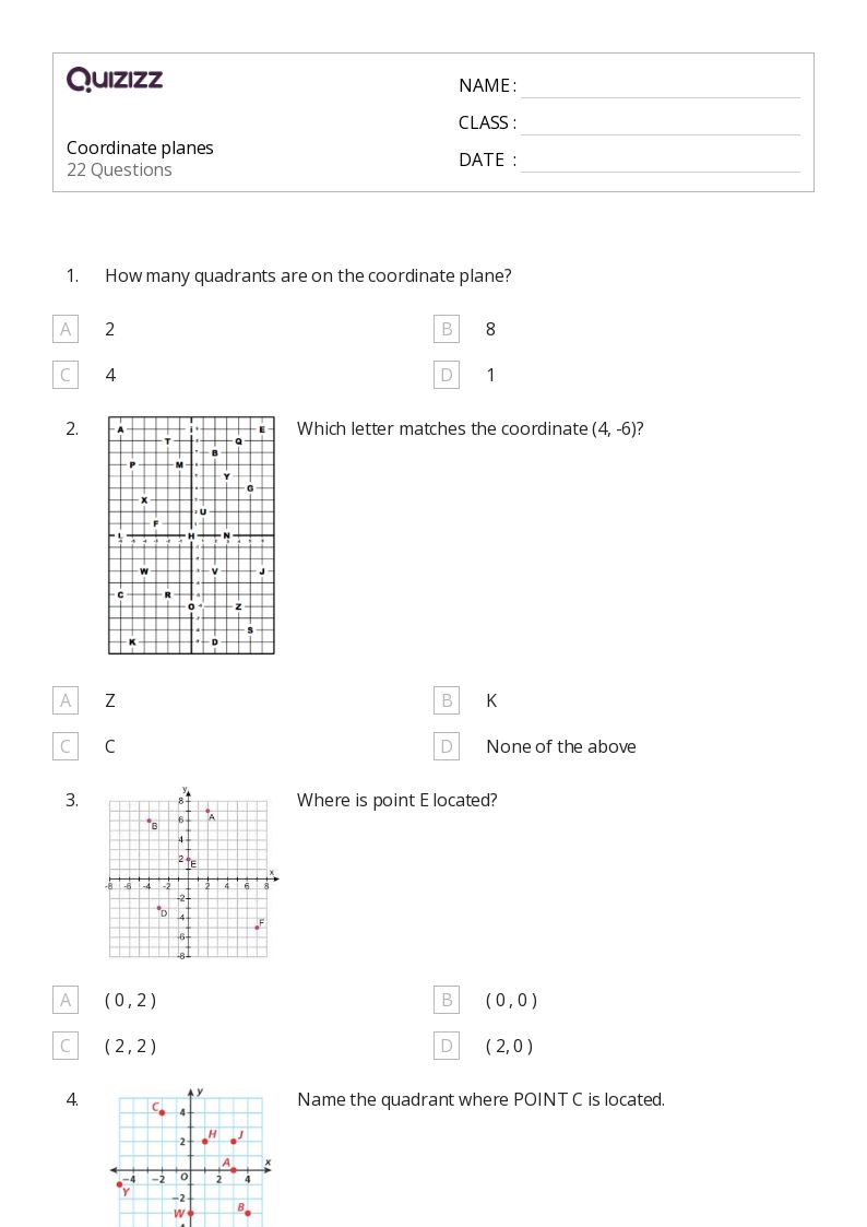 50 Coordinate Planes Worksheets On Quizizz Free Printable