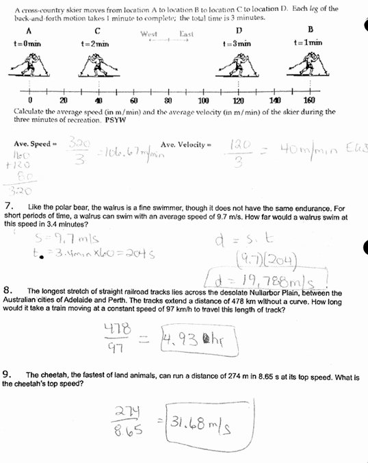distance displacement worksheet