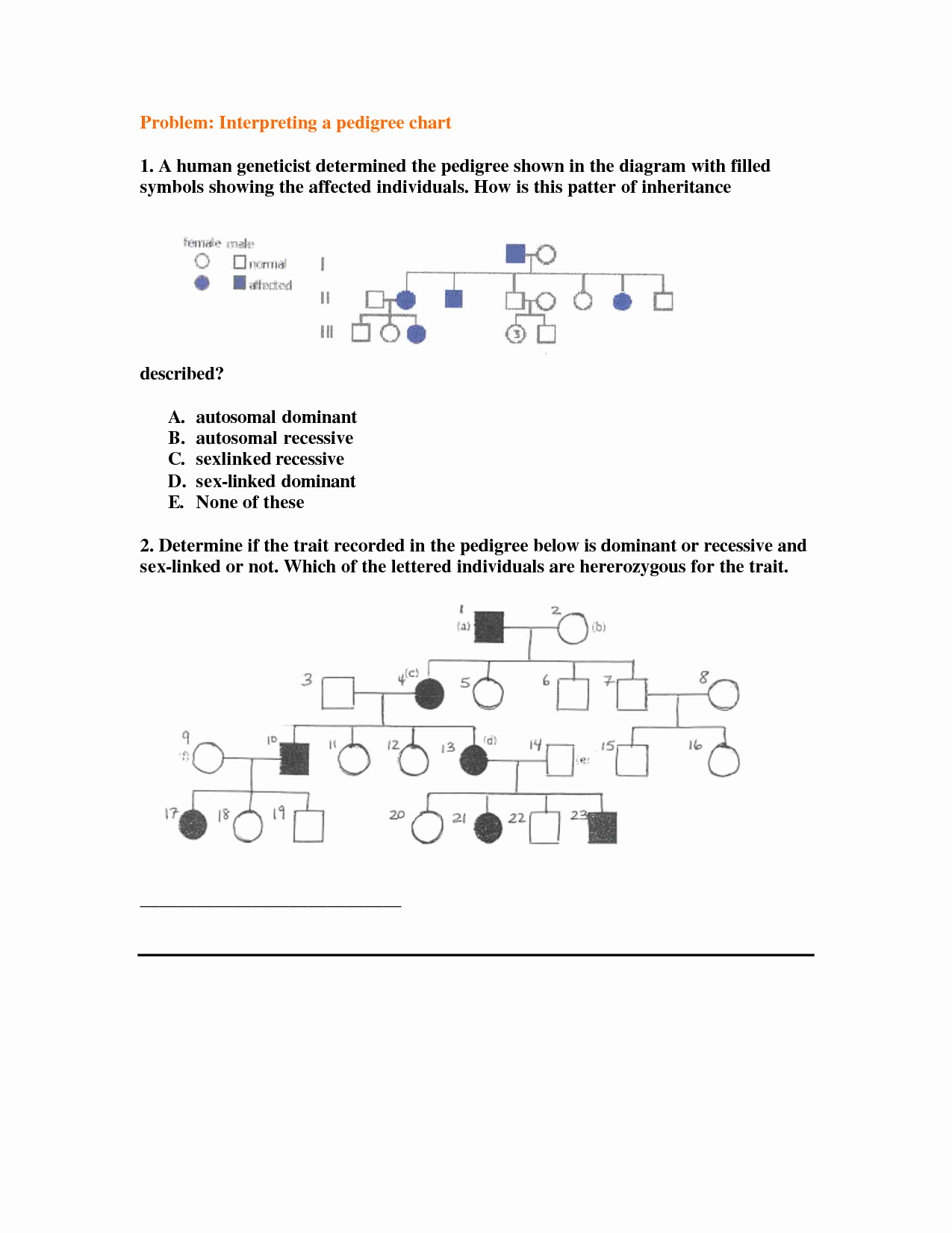 50 Genetics Pedigree Worksheet Answers