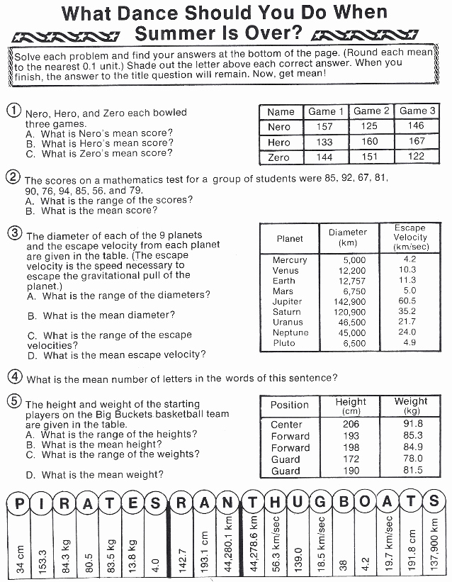 measures of central tendency worksheet