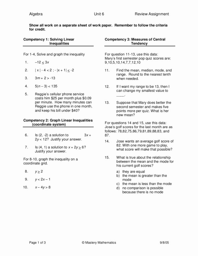 50 Measures Of Central Tendency Worksheet