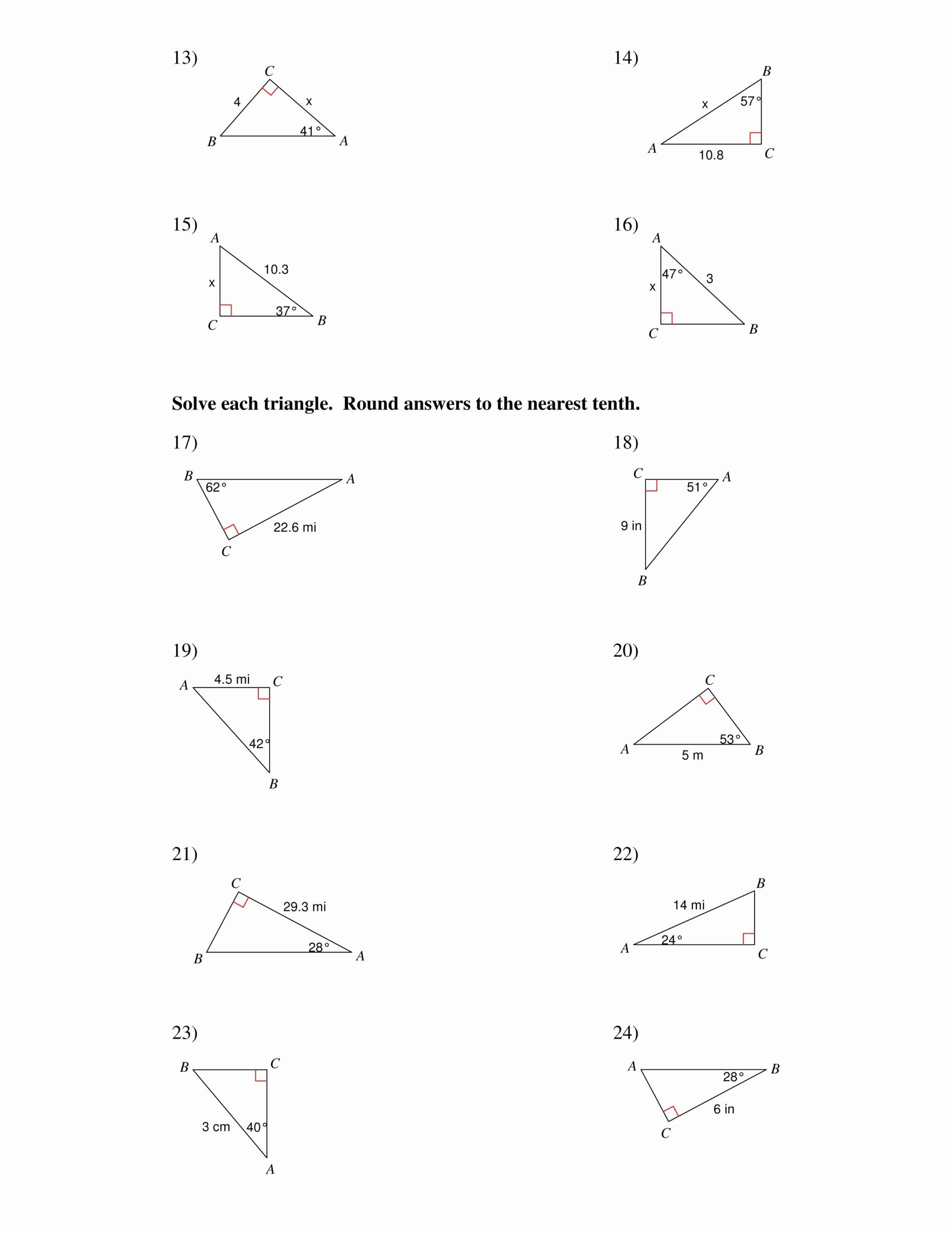 50 Right Triangle Trigonometry Worksheet Answers