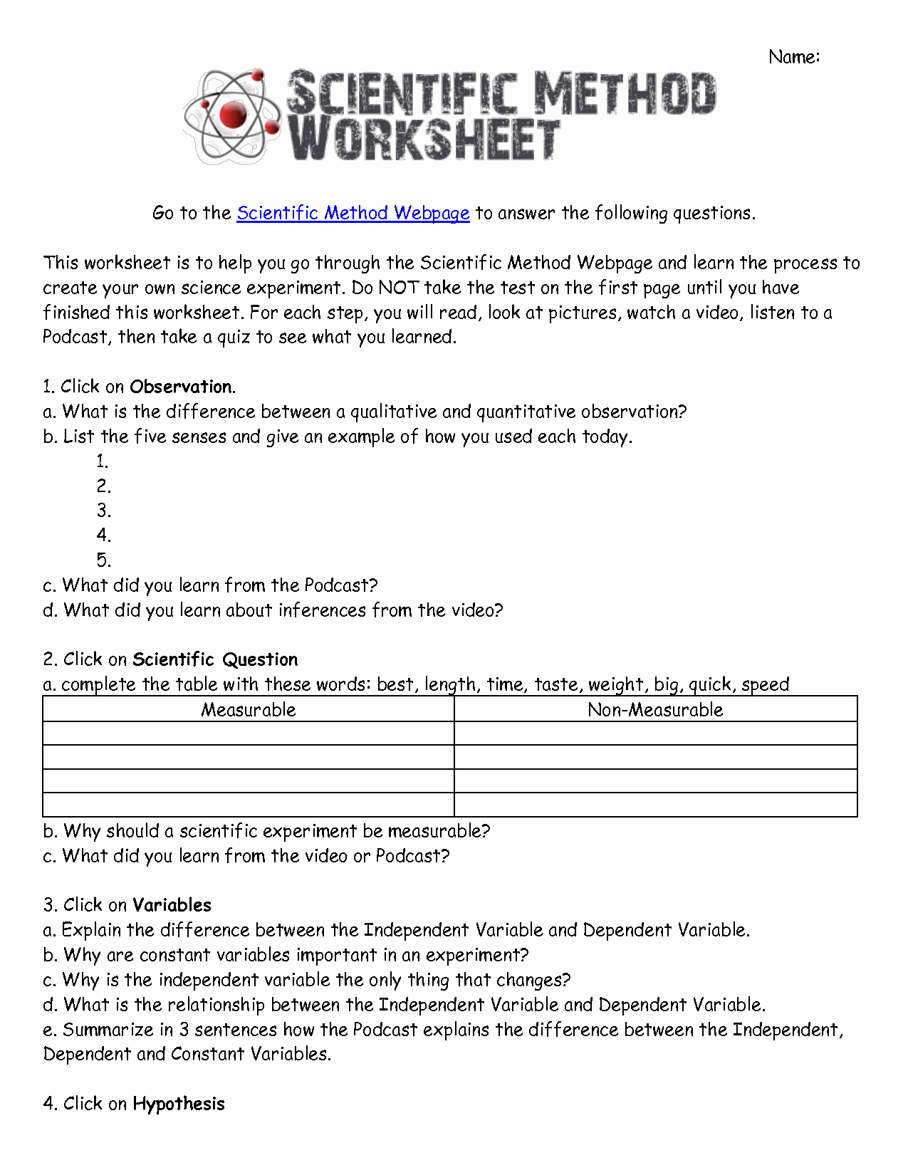 50 Scientific Method Worksheet Answers Chessmuseum Template Library