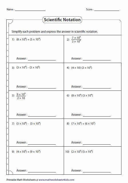 scientific notation worksheet answers