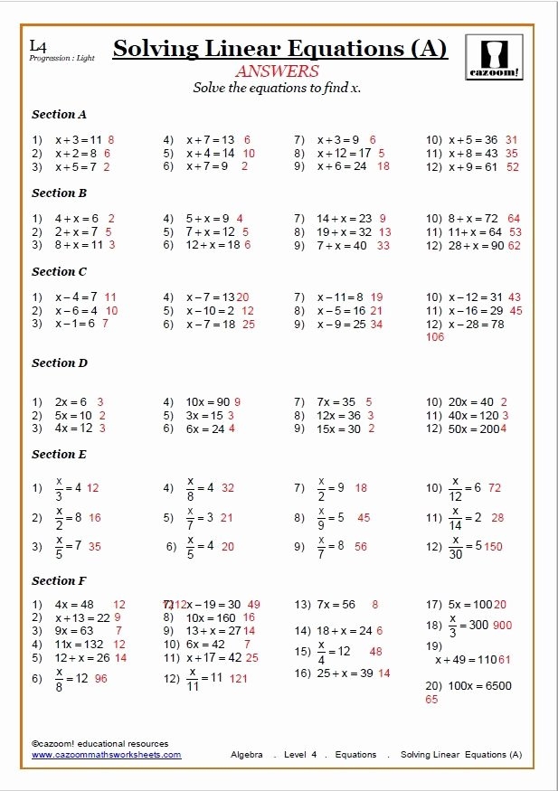 50 Solving Equations Worksheet Pdf