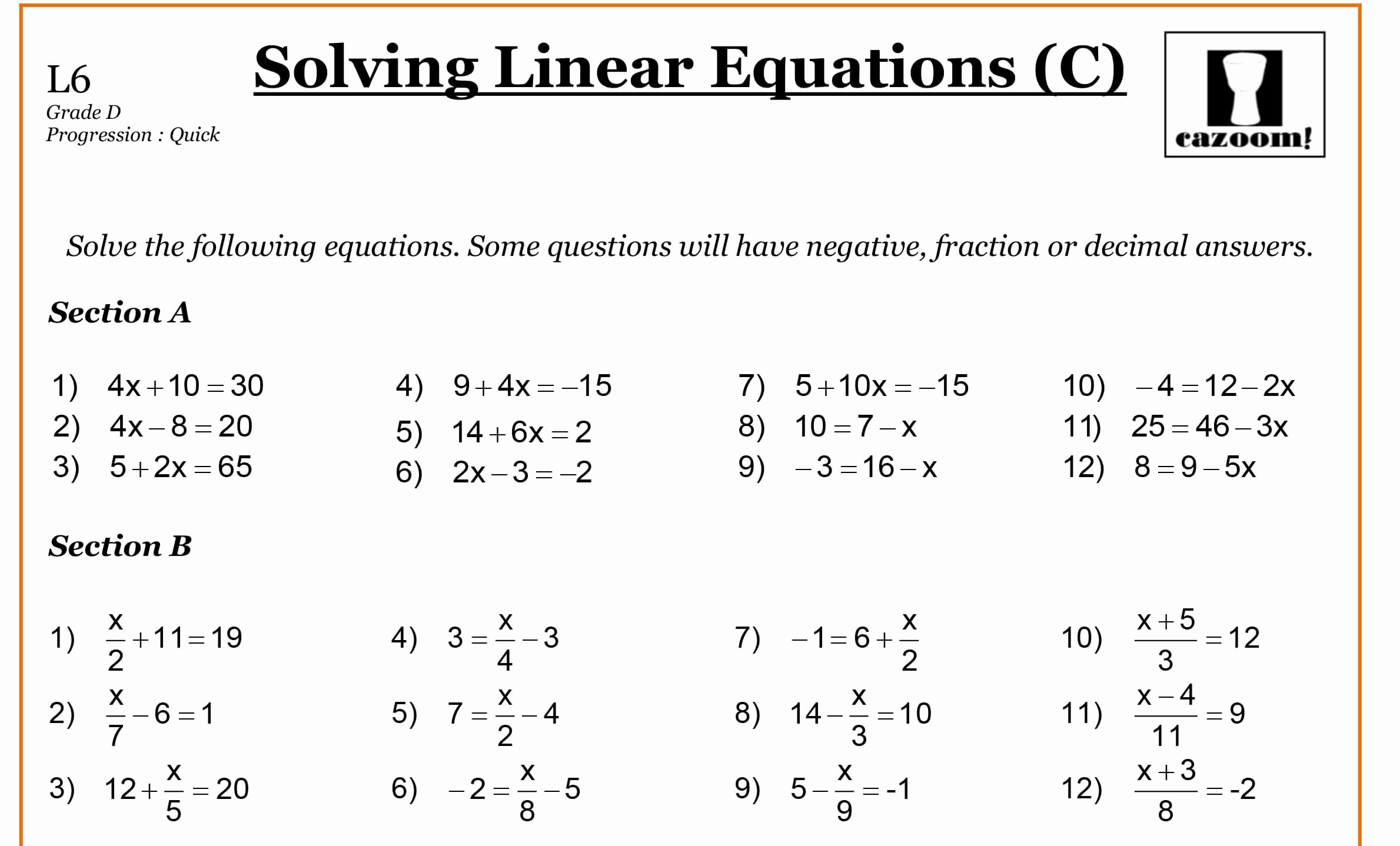 solving equations worksheet pdf