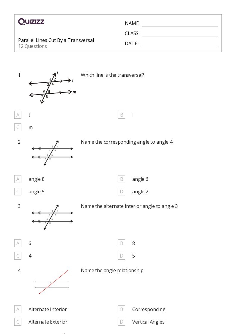 50 Transversal Of Parallel Lines Worksheets On Quizizz Free 